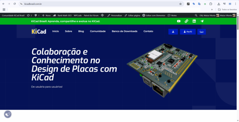 Página inicial do site da Comunidade KiCad Brasil Página inicial do site da Comunidade KiCad Brasil