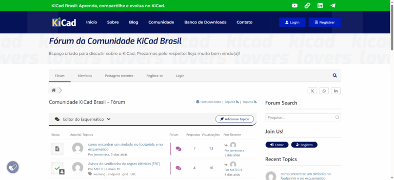 Fórum de Discussão do KiCad Brasil Fórum de Discussão do KiCad Brasil