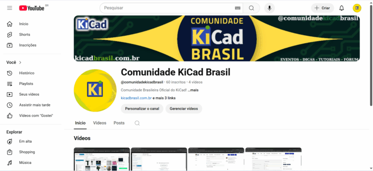 Comunidade KiCad Brasil no Youtube Comunidade KiCad Brasil no Youtube